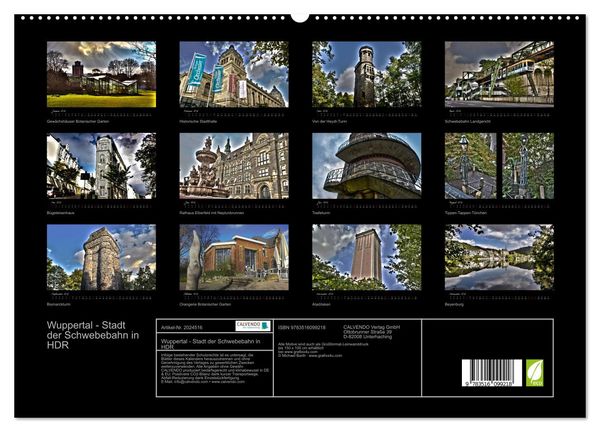 Produktbild: Wuppertal - Stadt der Schwebebahn in HDR (hochwertiger Premium Wandkalender 2026 DIN A2 quer), Kunstdruck in Hochglanz