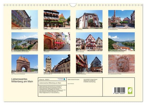 Produktbild: Liebenswertes Miltenberg am Main (Wandkalender 2026 DIN A3 quer), CALVENDO Monatskalender