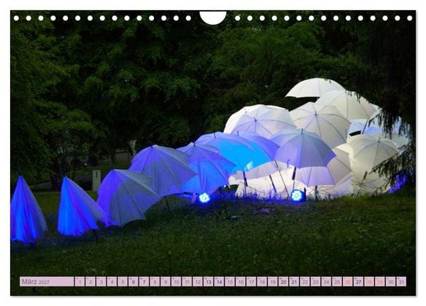 Produktbild: Schirme. Lichtinstallation Idee und Ausf&uuml;hrung des K&uuml;nstler Thomas Mogendorf (Wandkalender 2027 DIN A4 quer), CALVENDO Monatskalender