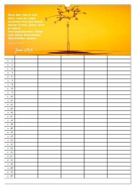 Produktbild: ein Planer mit biblischer Weisheit aus den Spr&uuml;chen Salomos (hochwertiger Premium Wandkalender 2026 DIN A2 hoch), Kunstdruck in Hochglanz
