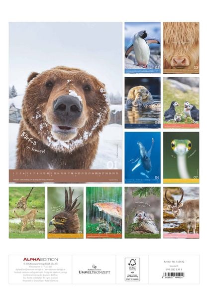 Produktbild: Tierisch cool! 2026 - Bild-Kalender 23,7x34 cm - mit lustigen Sprüchen - Humor - Wandkalender - mit Platz für Notizen - Alpha Edition