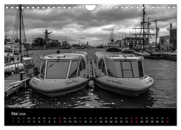 Produktbild: Bremerhaven - Blickpunkte Schwarzwei&szlig; (Wandkalender 2026 DIN A4 quer), CALVENDO Monatskalender