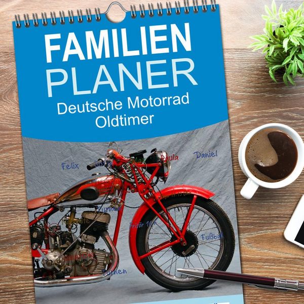Produktbild: Familienplaner 2026 - Deutsche Motorrad Oldtimer mit 5 Spalten (Wandkalender, 21 x 45 cm) CALVENDO