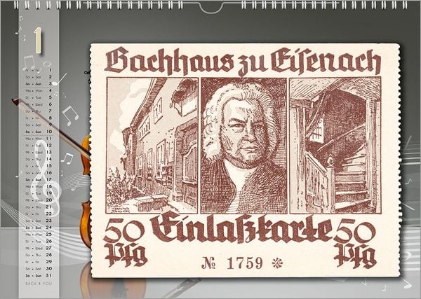 Produktbild: Komponisten-Kalender, Bach-Kalender, Musik-Kalender 2027, DIN A3