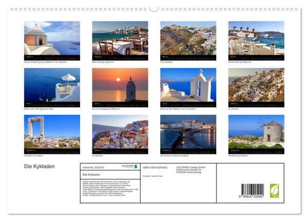 Produktbild: Die Kykladen (hochwertiger Premium Wandkalender 2026 DIN A2 quer), Kunstdruck in Hochglanz
