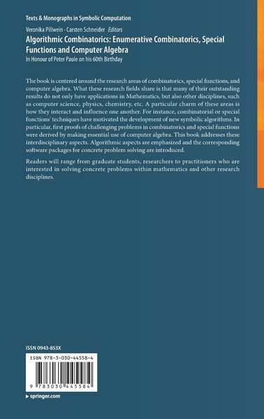 Produktbild: Algorithmic Combinatorics: Enumerative Combinatorics, Special Functions and Computer Algebra