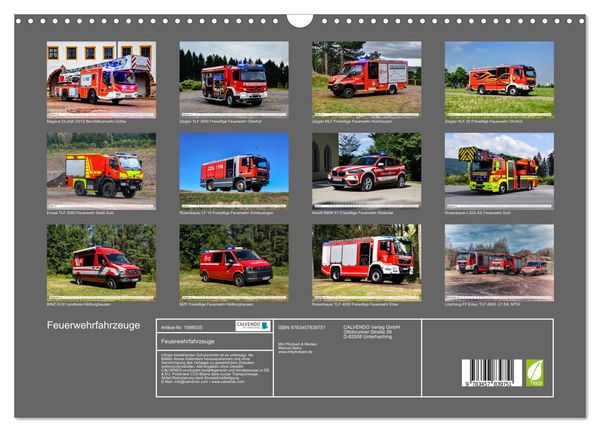 Produktbild: Feuerwehrfahrzeuge (Wandkalender 2026 DIN A3 quer), CALVENDO Monatskalender