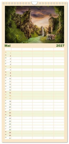 Produktbild: Familienplaner 2027 - Camping macht gl&uuml;cklich! mit 5 Spalten (Wandkalender, 21 x 45 cm) CALVENDO