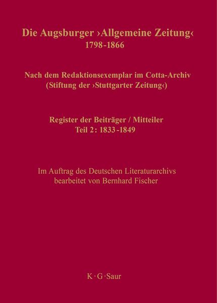 Produktbild: Register der Beitr&auml;ger / Mitteiler