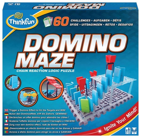 Produktbild: ThinkFun - 76373 - Domino Maze, das kniffelige Logikspiel mit dem Dominoeffekt f&uuml;r Jungen und M&auml;dchen ab 8 Jahren