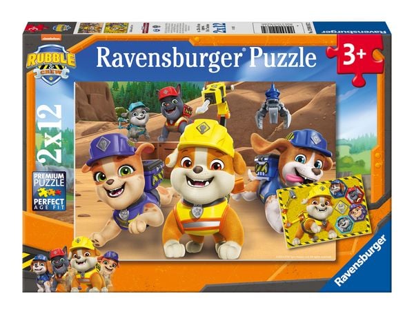 Produktbild: Kinderpuzzle 2x12 Teile - Paw Patrol - Bulldoge Rubble und sein Team