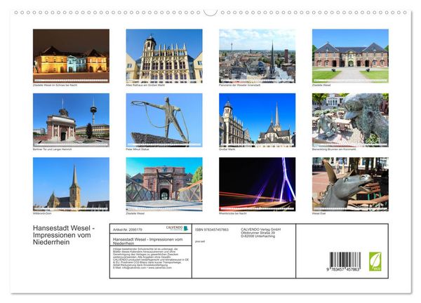 Produktbild: Hansestadt Wesel - Impressionen vom Niederrhein (hochwertiger Premium Wandkalender 2026 DIN A2 quer), Kunstdruck in Hochglanz