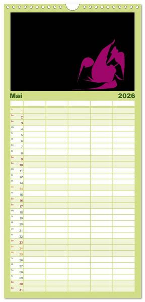 Produktbild: Familienplaner 2026 - Minimalistisch mit 5 Spalten (Wandkalender, 21 x 45 cm) CALVENDO