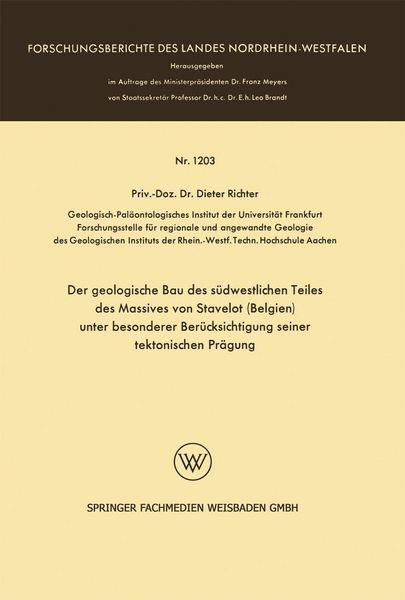 Produktbild: Der geologische Bau des s&uuml;dwestlichen Teiles des Massives von Stavelot (Belgien) unter besonderer Ber&uuml;cksichtigung seiner tektonischen Pr&auml;gung