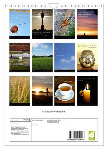Produktbild: Asiatische Weisheiten (Wandkalender 2026 DIN A4 hoch), CALVENDO Monatskalender