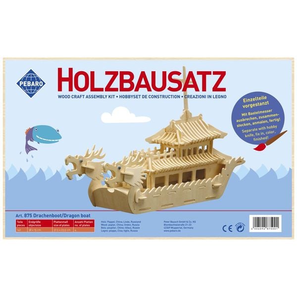 Produktbild: PEBARO 875 - Holzbausatz Drachenboot, 142 Teile, Holzkonstruktion zum Zusammenstecken