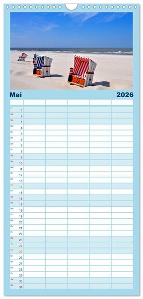 Produktbild: Familienplaner 2026 - Ostfriesische Inseln mit 5 Spalten (Wandkalender, 21 x 45 cm) CALVENDO