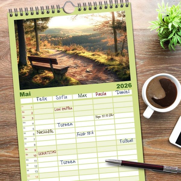 Produktbild: Familienplaner 2026 - Wandergl&uuml;ck - Momente der Freiheit in der Natur mit 5 Spalten (Wandkalender, 21 x 45 cm) CALVENDO
