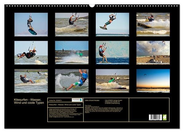 Produktbild: Kitesurfen - Wasser, Wind und coole Typen (Wandkalender 2026 DIN A2 quer), CALVENDO Monatskalender