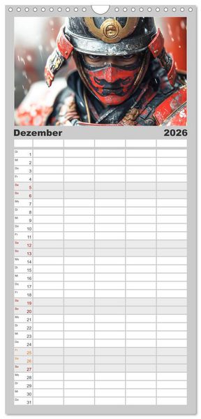 Produktbild: Familienplaner 2026 - Mein Samurai mit 5 Spalten (Wandkalender, 21 x 45 cm) CALVENDO