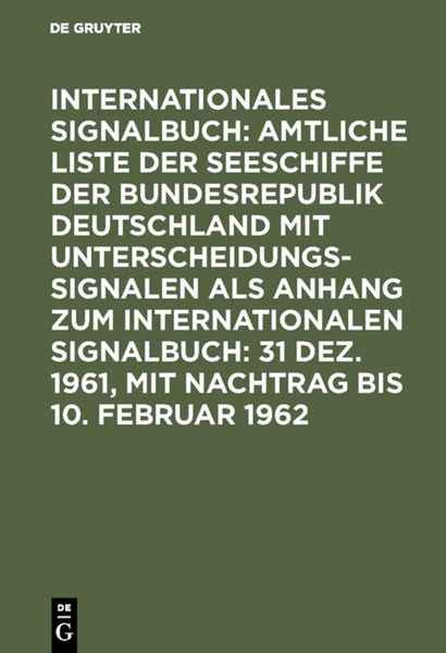 Produktbild: 31 Dez. 1961, mit Nachtrag bis 10. Februar 1962