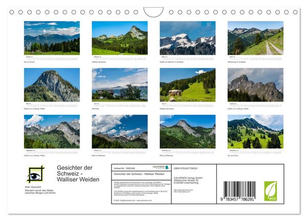 Produktbild: Gesichter der Schweiz - Walliser Weiden (Wandkalender 2026 DIN A4 quer), CALVENDO Monatskalender
