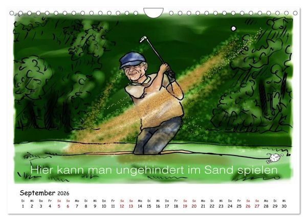 Produktbild: Golfkalender f&uuml;r Anf&auml;nger und alle die Spa&szlig; am Golfen haben (Wandkalender 2026 DIN A4 quer), CALVENDO Monatskalender