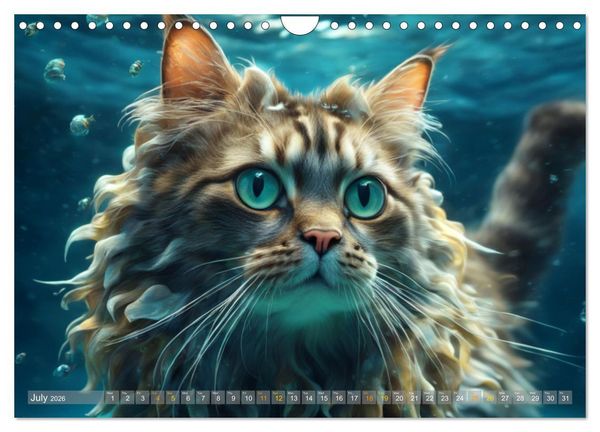 Produktbild: Cats underwater (Wall Calendar 2026 DIN A4 landscape), CALVENDO 12 Month Wall Calendar