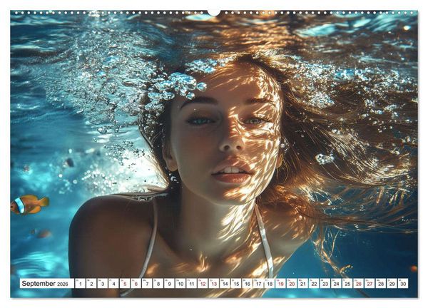 Produktbild: Aqua Desire &ndash; KI-Sch&ouml;nheiten unter Wasser (hochwertiger Premium Wandkalender 2026 DIN A2 quer), Kunstdruck in Hochglanz