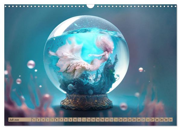 Produktbild: Miniaturwelt in der Glaskugel (Wandkalender 2026 DIN A3 quer), CALVENDO Monatskalender