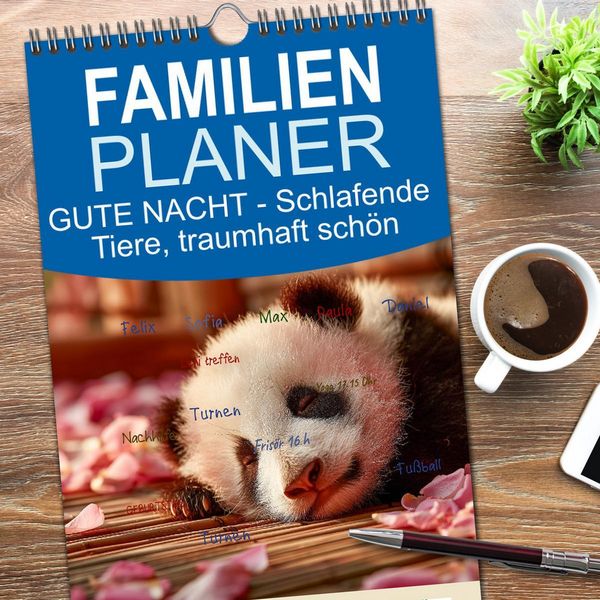 Produktbild: Familienplaner 2026 - GUTE NACHT - Schlafende Tiere, traumhaft sch&ouml;n mit 5 Spalten (Wandkalender, 21 x 45 cm) CALVENDO