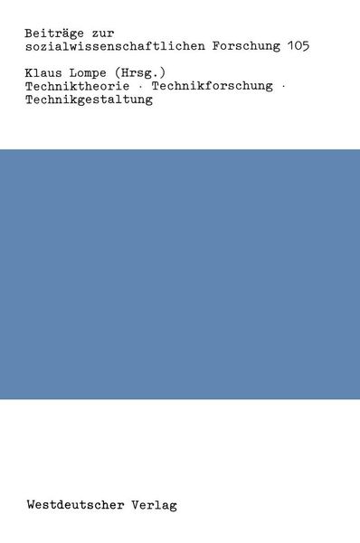 Produktbild: Techniktheorie &middot; Technikforschung &middot; Technikgestaltung