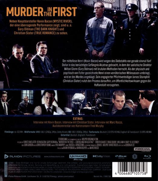 Produktbild: Murder in the First - Lebenslang in Alcatraz (4K-UHD+Blu-ray)