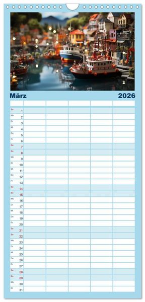 Produktbild: Familienplaner 2026 - Abenteuer Spielzeugland rund ums Wasser mit 5 Spalten (Wandkalender, 21 x 45 cm) CALVENDO