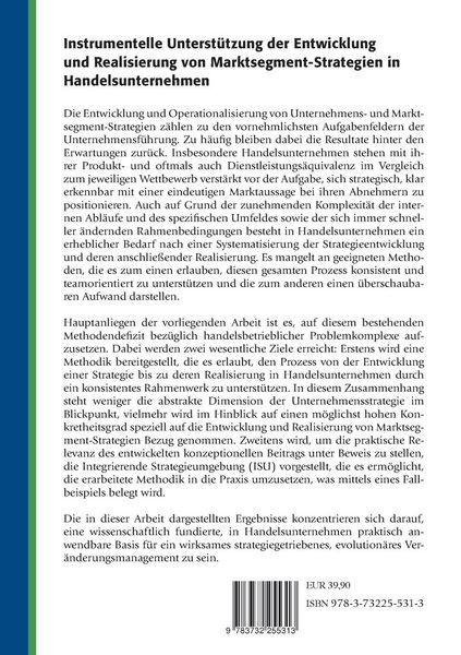 Produktbild: Instrumentelle Unterst&uuml;tzung der Entwicklung und Realisierung von Marktsegment-Strategien in Handelsunternehmen