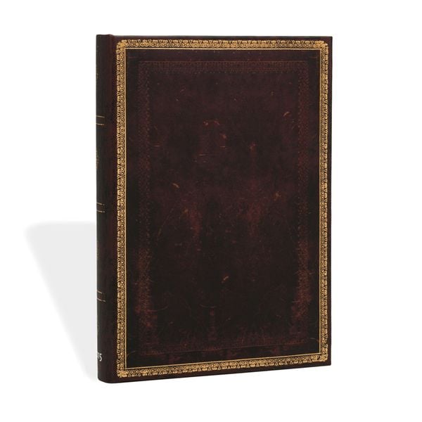 Produktbild: Hardcover Notizbuch Schwarzes Marokkoleder, Midi, Liniert