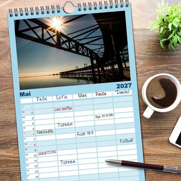 Produktbild: Familienplaner 2027 - Pen&iacute;nsula Ib&eacute;rica mit 5 Spalten (Wandkalender, 21 x 45 cm) CALVENDO