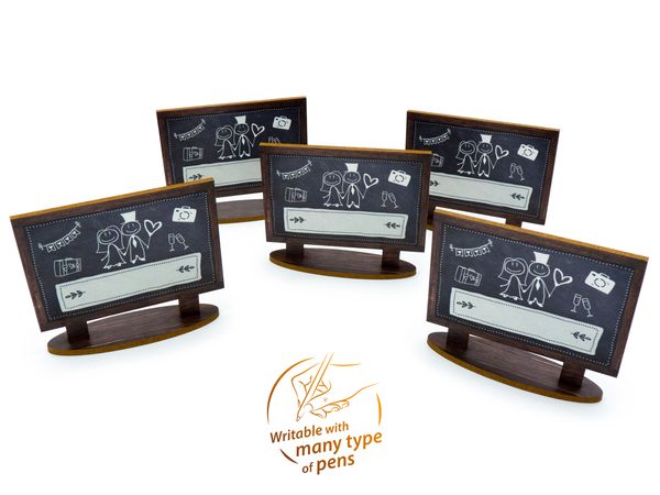 Produktbild: familiawedding 10 Tischkarten zur Hochzeit black doodle Tafel-Design