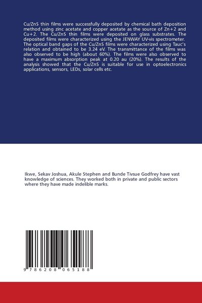 Produktbild: Optical Properties of Cu-Doped ZnS for Solar Cells