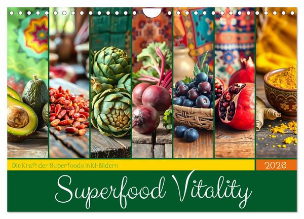 Superfood Vitality - Die Kraft der Superfoods in KI-Bildern (Wandkalender 2026 DIN A4 quer), CALVENDO Monatskalender