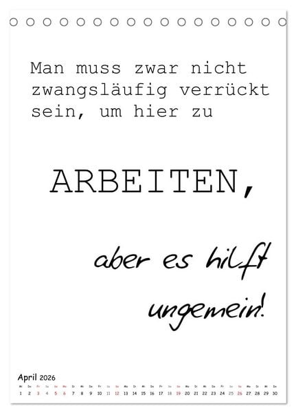 Produktbild: Typo-Kalender f&uuml;r das B&uuml;ro. Gemeine und lustige Spr&uuml;che (Tischkalender 2026 DIN A5 hoch), CALVENDO Monatskalender