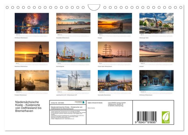 Produktbild: Nieders&auml;chsische K&uuml;ste - K&uuml;stenorte von Ostfriesland bis Bremerhaven (Wandkalender 2026 DIN A4 quer), CALVENDO Monatskalender