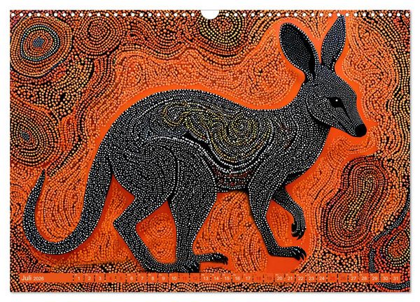 Produktbild: Traumzeit - KI-generierte Aborigine-Kunst aus dem Herzen Australiens (Wandkalender 2026 DIN A3 quer), CALVENDO Monatskalender