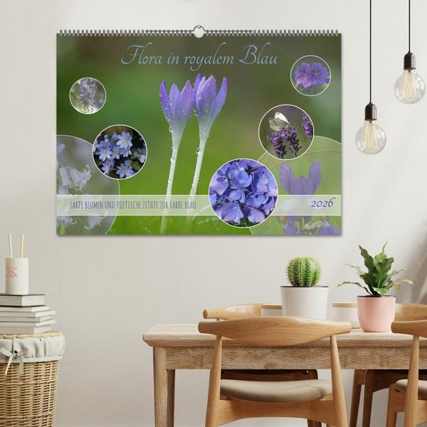 Produktbild: Flora in royalem Blau (Wandkalender 2026 DIN A2 quer), CALVENDO Monatskalender
