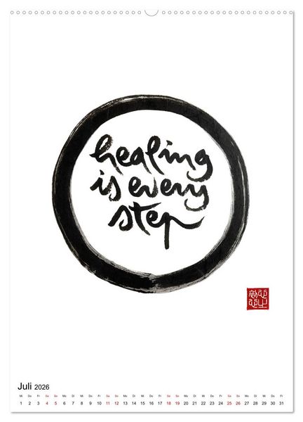 Produktbild: Zen Art Kalligraphie inspiriert von Zen-Meister Th&iacute;ch Nhất Hạnh (hochwertiger Premium Wandkalender 2026 DIN A2 hoch), Kunstdruck in Hochglanz