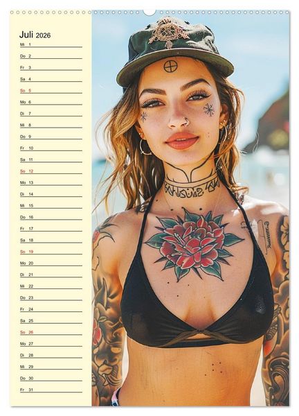 Produktbild: Coole Tatoo-Girls. H&uuml;bsch, modern und selbstbewusst (hochwertiger Premium Wandkalender 2026 DIN A2 hoch), Kunstdruck in Hochglanz