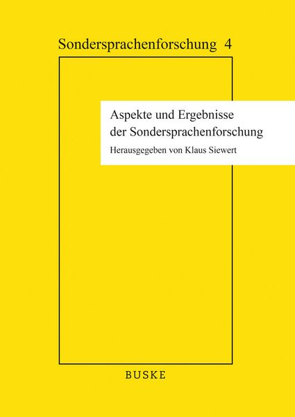 Produktbild: Aspekte und Ergebnisse der Sondersprachenforschung