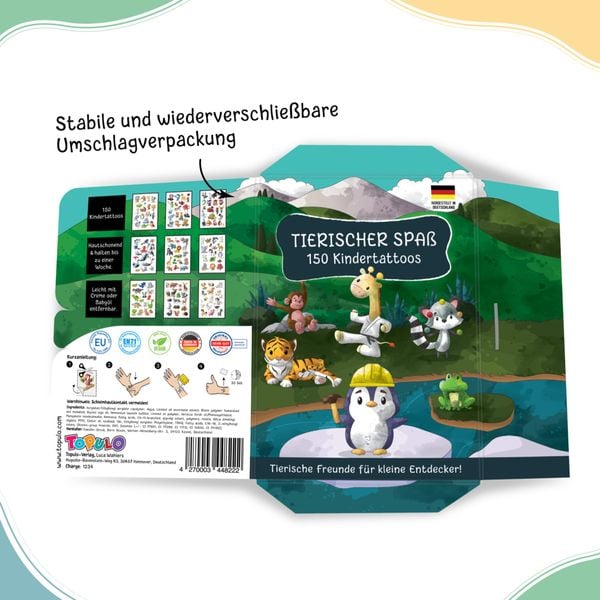 Produktbild: 150 hautfreundliche Kindertattoos - Thema: Tierischer Spaß