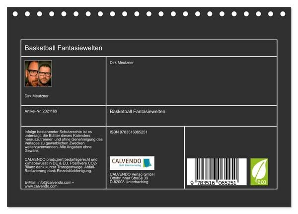 Produktbild: Basketball Fantasiewelten (Tischkalender 2026 DIN A5 quer), CALVENDO Monatskalender