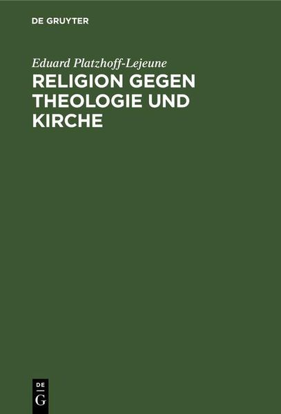 Produktbild: Religion gegen Theologie und Kirche